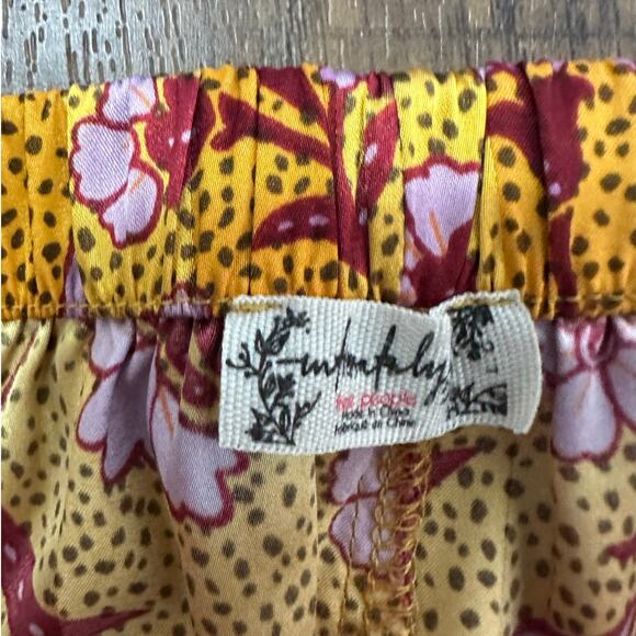 Free People Intimately Pajama Party Satin Gold Floral Set Sz L - Picture 5 of 10